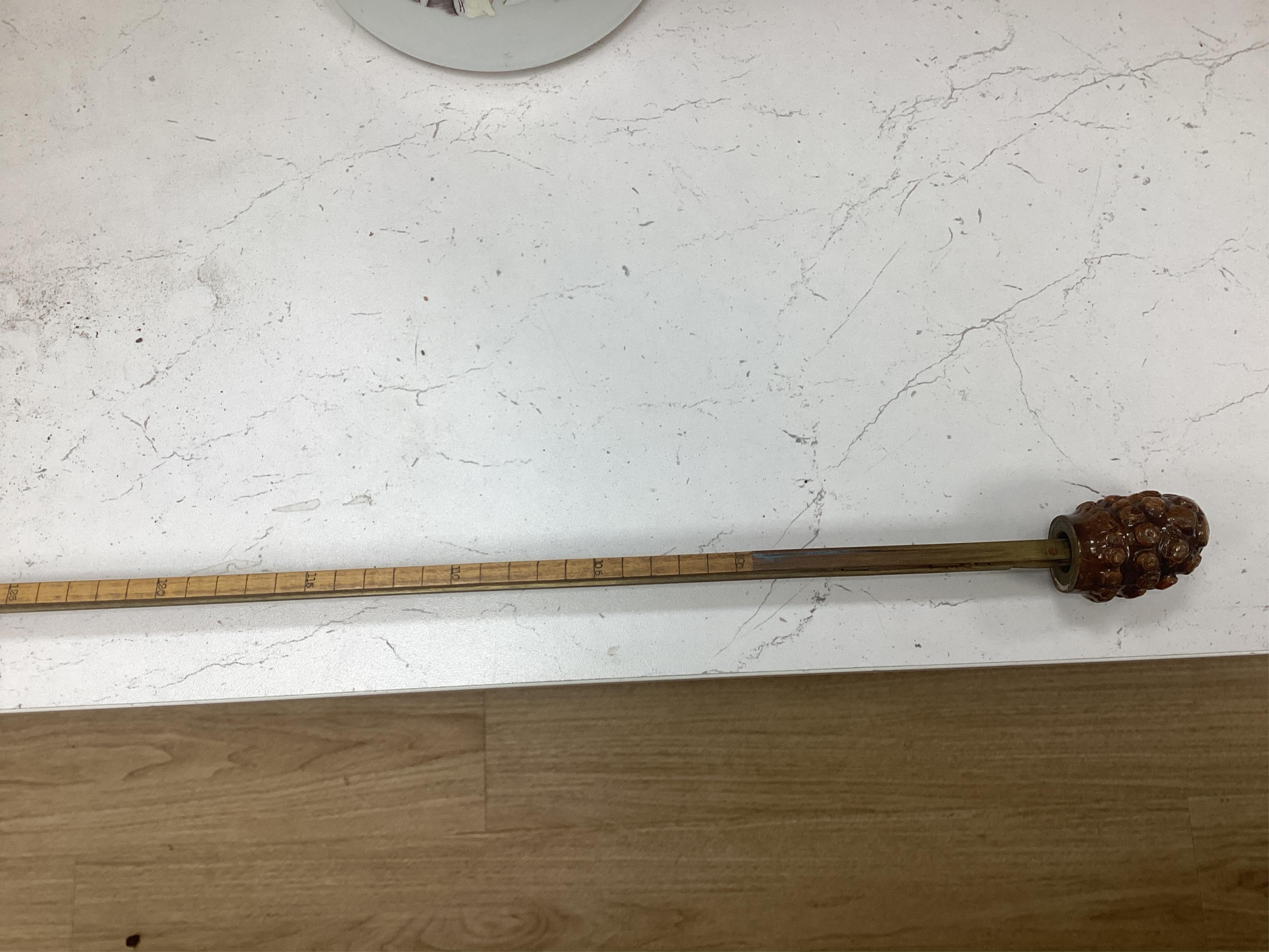 A Victorian bamboo horse measuring walking cane, 92cm